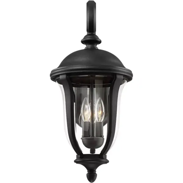 John Timberland Traditional Outdoor Wall Light Fixture Black 22 1/4" Clear Glass Downbridge for Exterior House Porch Patio Deck