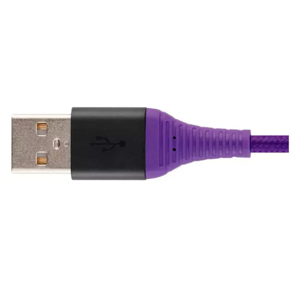 Monoprice USB 2.0 Micro B to Type A Charge and Sync Cable - 3 Feet - Purple, Durable,  Kevlar-Reinforced Nylon-Braid - AtlasFlex Series