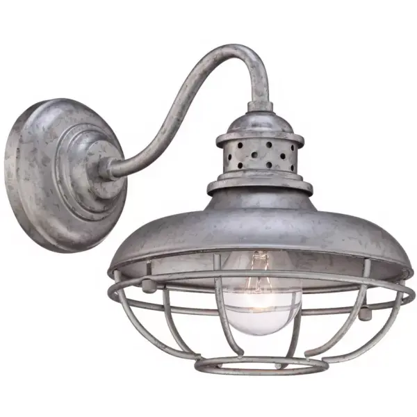 Franklin Iron Works Farmhouse Outdoor Barn Light Fixture Galvanized Steel Open Cage 9" for Exterior House Porch Patio Deck