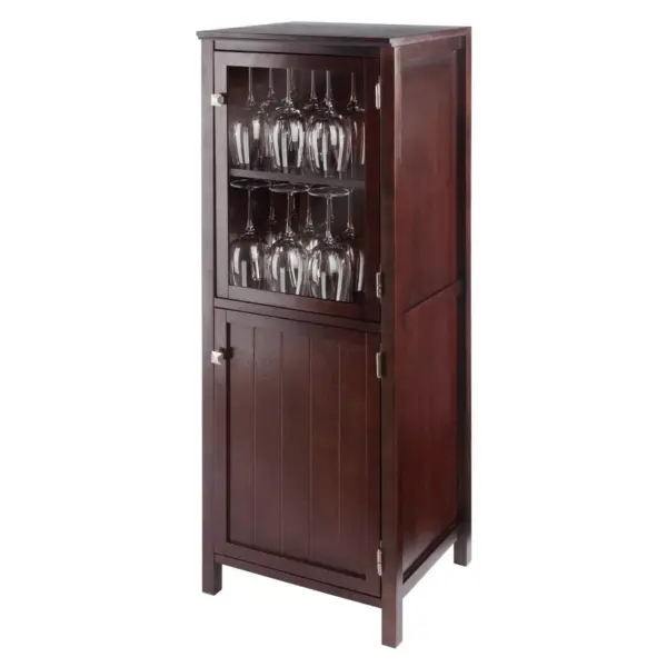 Brooke Cupboard with 1 Glass Door and 1 Cabinet Walnut - Winsome