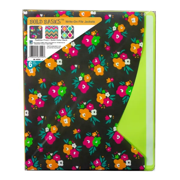 C-Line Write-On Fashion Poly File Jackets Letter Polypropylene Assorted Bold 6/PK 63550