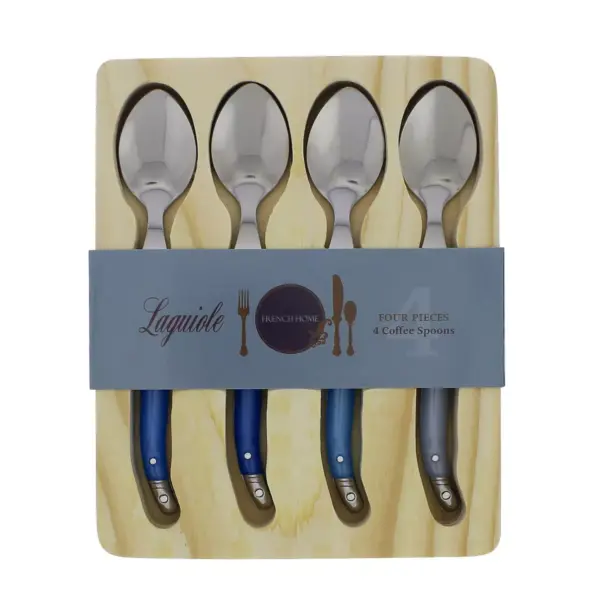 French Home Laguiole 4pk Stainless Steel 4pk Coffee Spoons Blue