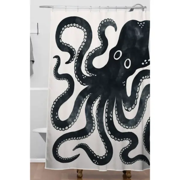 Avenie Minoan Octopus Shower Curtain Black - Deny Designs