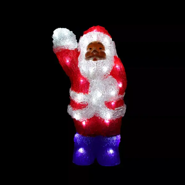 Northlight 14" Lighted Commercial Grade Acrylic Waving Santa Claus Christmas Outdoor Decoration