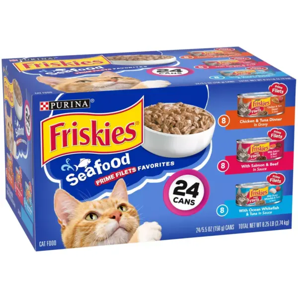 Purina Friskies Seafood Prime Filets Wet Cat Food - 5.5oz/24ct Variety Pack