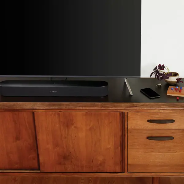 Sonos Beam Compact Smart Sound Bar with Flexson TV Mount Attachment (Black)