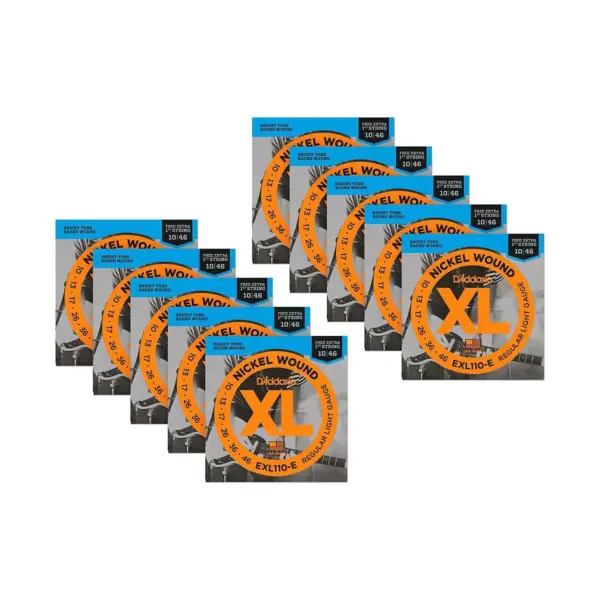 D'Addario EXL110-E Bonus Pack: Light Electric Guitar Strings 10 Pack with 10 Bonus High E Strings (10-46)