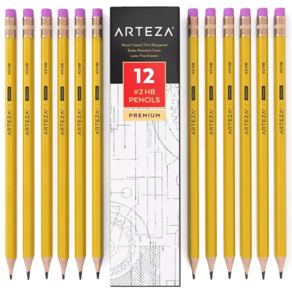 Arteza Box of #2 HB Pre-Sharpened Pencils, Number 2 Bulk Pencil School Supply - 12 pack (ARTZ-8117-1)