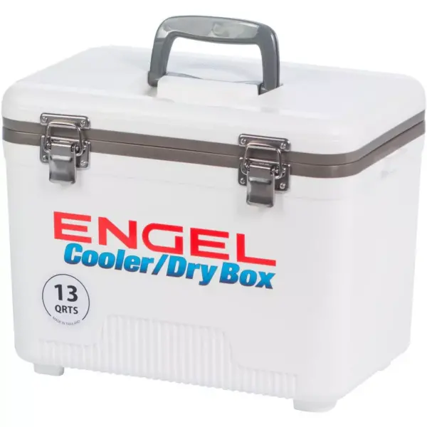 Engel 13 Quart Compact Durable Ultimate Leak Proof Outdoor Dry Box Cooler in White with Stain and Odor-Resistant Surface for 18 Cans or 12 lbs of Ice