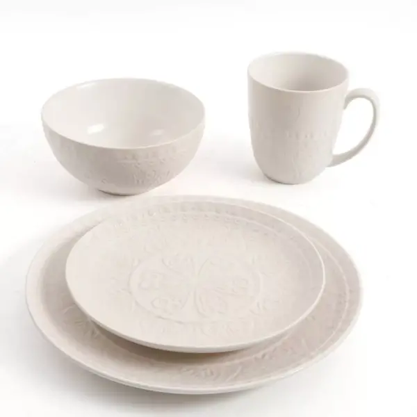 Gibson Elite 16pc Stoneware Milanto Dinnerware Set White