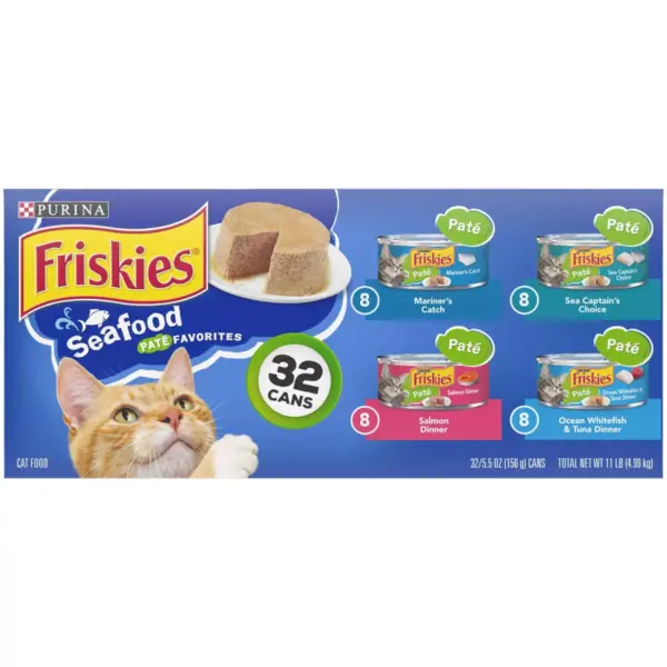 Purina Friskies Paté Wet Cat Food Seafood Favorites - 5.5oz/32ct Variety Pack