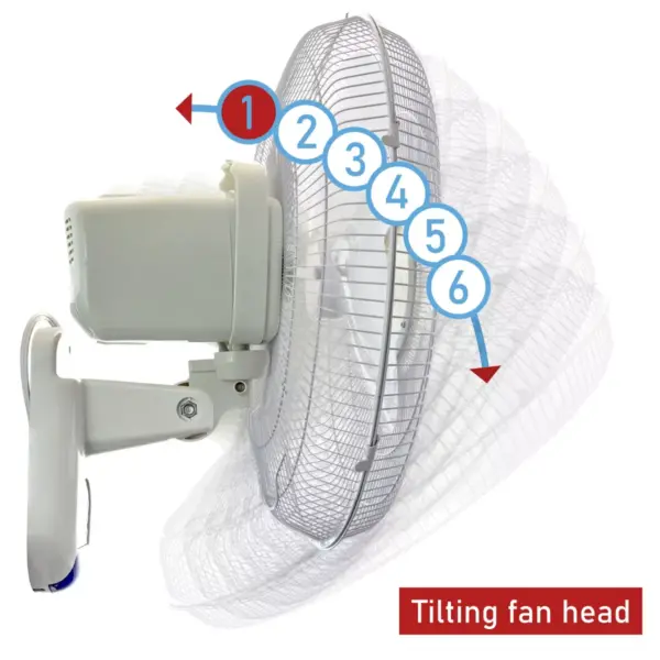 Vie Air 16 Inch 3 Speed Plastic Wall Fan with Remote Control in White