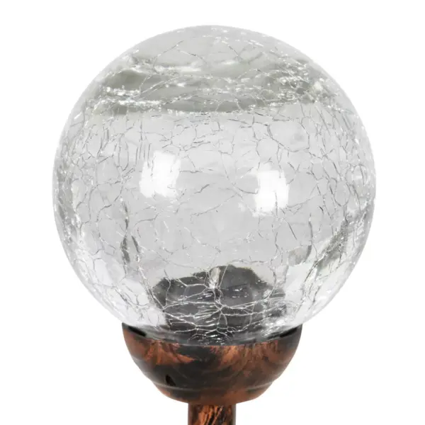 31" Solar Resin/Glass Crackle Ball Finial Garden Stake Bronze - Exhart