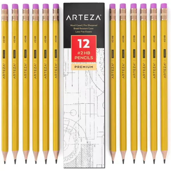 Arteza Box of #2 HB Pre-Sharpened Pencils, Number 2 Bulk Pencil School Supply - 96 Pack (ARTZ-8122)