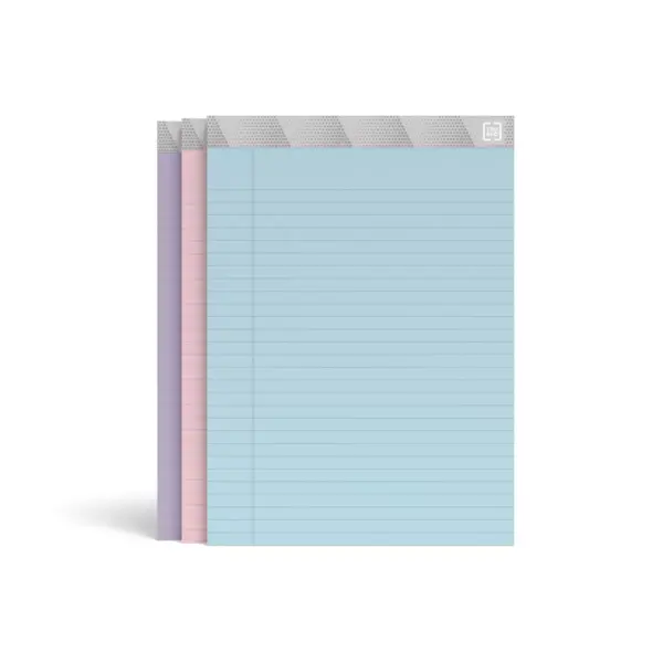 TRU RED Notepads, 8.5" x 11.75", Wide Ruled, Pastels, 50 Sheets/Pad TR57363