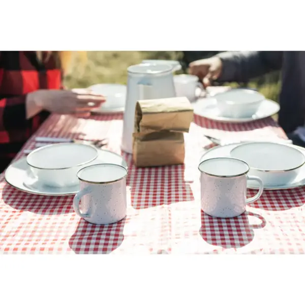 Stansport Enamel Camping Tableware Set 24 Pieces White