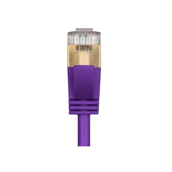 Monoprice SlimRun Cat6A Ethernet Patch Cable - Network Internet Cord - RJ45, Stranded, STP, Pure Bare Copper Wire, 36AWG, 14ft, Purple