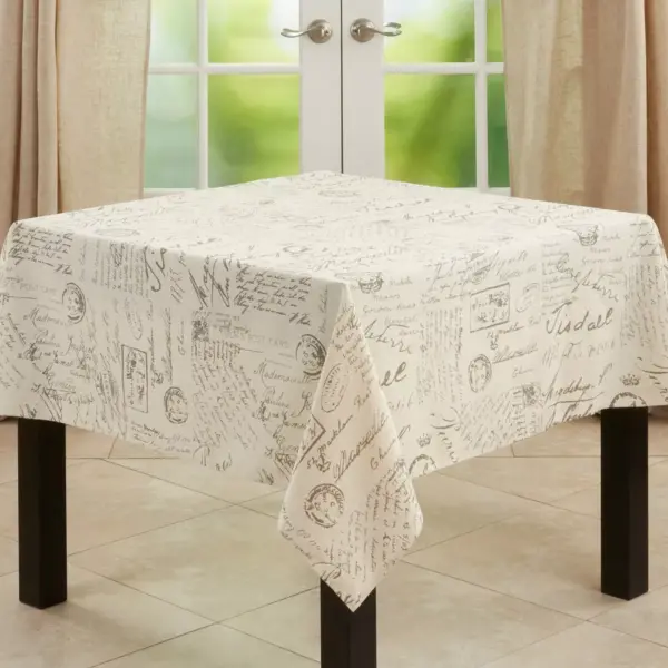 Beige Letters Tablecloth - Saro Lifestyle