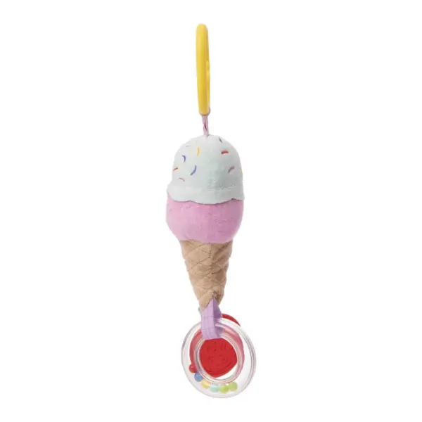 Manhattan Toy Cherry Blossom Days Ice Cream Cone Travel Toy with Rattle Ring, Cone Rattle and Textured BPA Free Teether