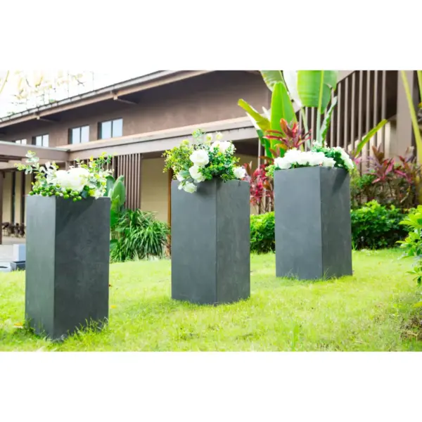 Kante Set of 3 Lightweight Concrete Rectangular Outdoor Planter Charcoal - Rosemead Home & Garden, Inc