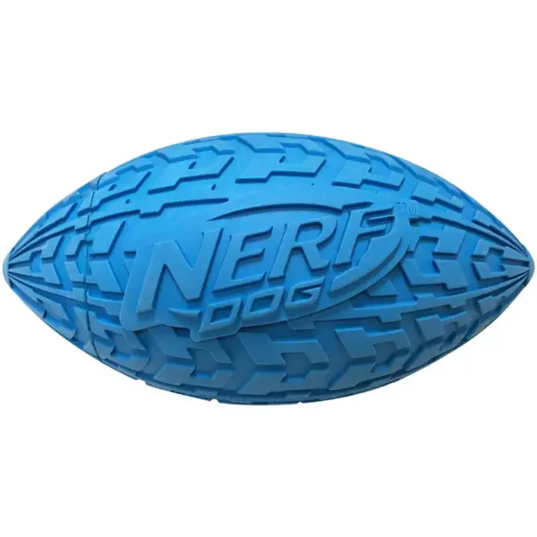 NERF Tire Squeak Football Dog Toy - Blue - 6"