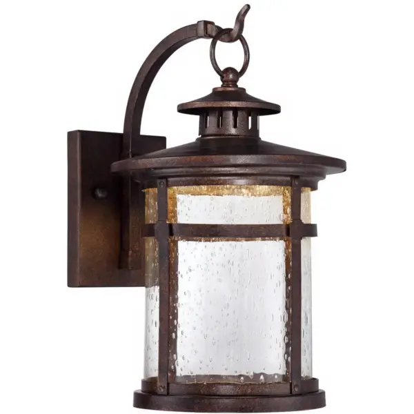 Franklin Iron Works Rustic Outdoor Wall Light Fixture LED Bronze 11 1/2" Seedy Glass Exterior House