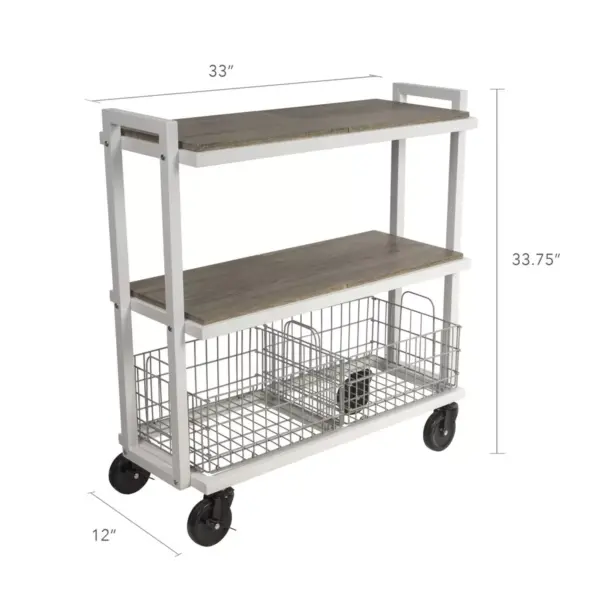 Cart System with wheels 3 Tier White - Atlantic