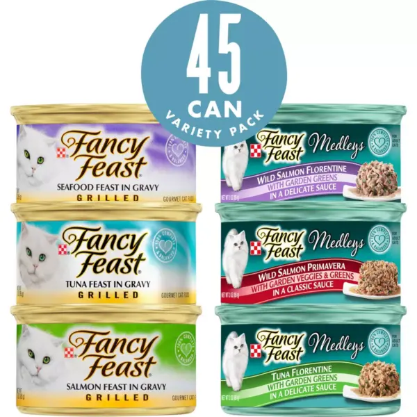 Fancy Feast Grilled & Medleys Seafood Gourmet Wet Cat Food - 3oz / 45ct Variety Pack