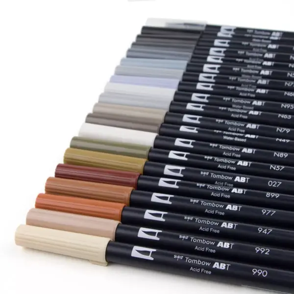 Tombow 20ct Dual Brush Pen Art Markers - Neutral Palette