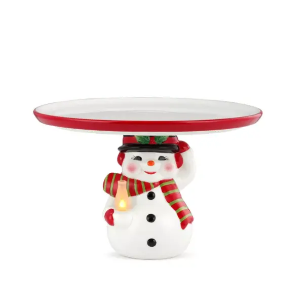 10" Ceramic Snowman Cake Serving Platter - Mr. Christmas