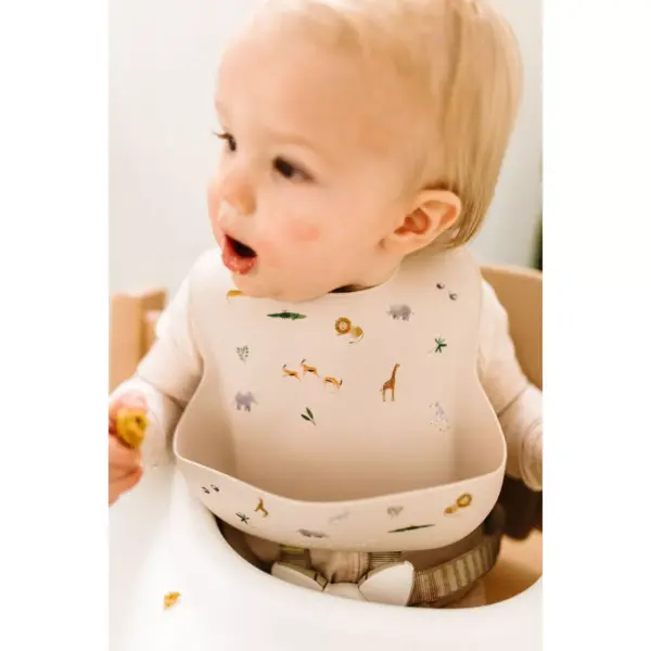 Loulou Lollipop Silicone Printed Bib - Safari