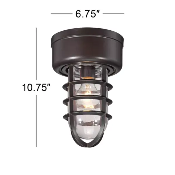 John Timberland Nautical Outdoor Ceiling Light Fixture Bronze Cage 10 3/4" Clear Glass Damp Rated for Porch Patio Entryway