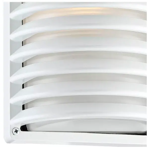 John Timberland Modern Outdoor Wall Light Fixture Sleek White Banded Grid 10" Frosted Glass for Exterior House Porch Patio Deck