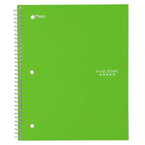 Five Star 1 Subject Wide Ruled Solid Spiral Notebook (Color Will Vary)