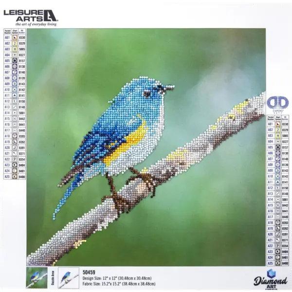 Leisure Arts Diamond Art Intermediate Kit 12"X12"-Blue Bird