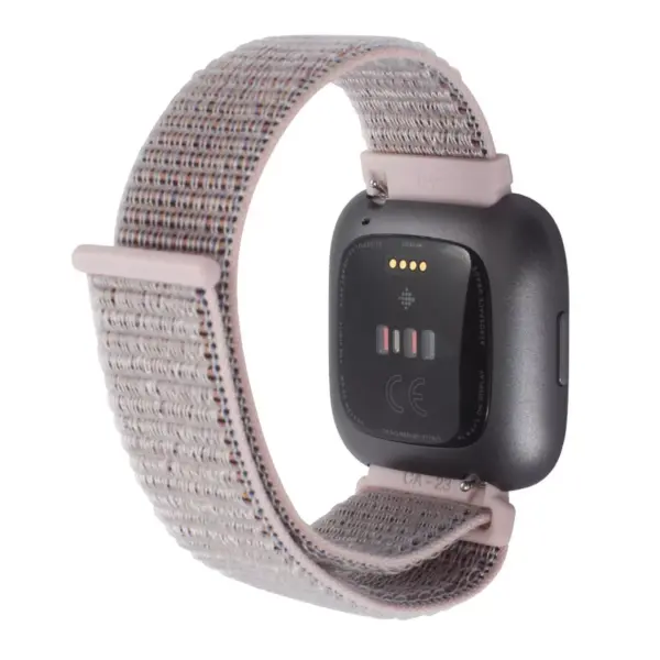 Insten Soft Woven Nylon Band for Fitbit Versa 2 / 1 / Lite / SE, Replacement Strap, Pink Sand