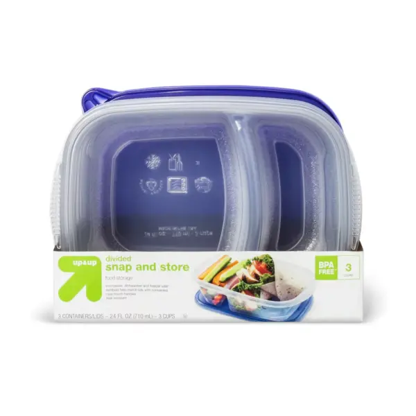 Snap and Store Divided Rectangle Food Storage Container - 3ct/24 fl oz - up & up™