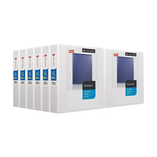 Staples Standard 1.5" 3-Ring View Binders White 12/Carton (26438CT) 55409CT/26438CT