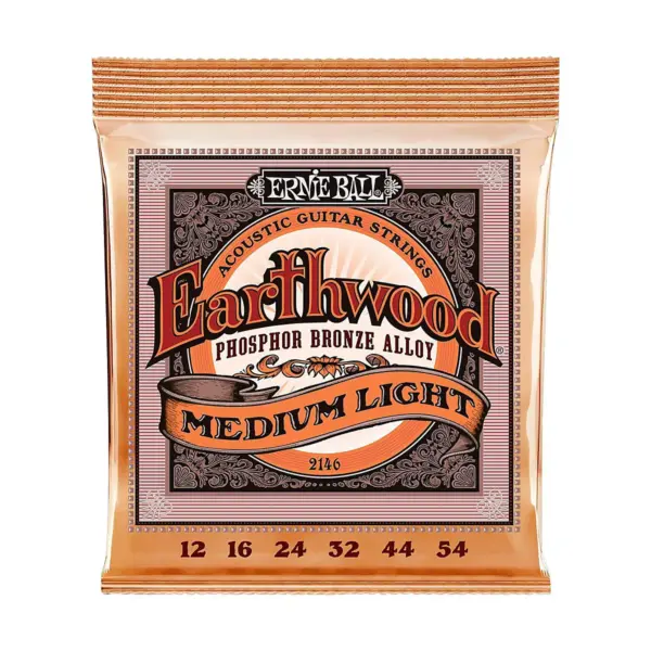 Ernie Ball 2146 Earthwood Phosphor Bronze Medium-Light Acoustic Guitar Strings 3-Pack