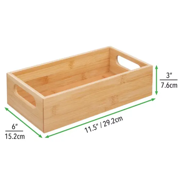 mDesign Bamboo Wood Storage Bin with Handles, 32 Labels, Set of 5  - Natural