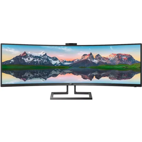 Philips Brilliance 499P9H 48.8 Inch Dual Quad HD ( DQHD ) 5120 x 1440 5ms GTG 70Hz 32:9 Webcam USB Hub Speaker Microphone KVM Switch Adaptive Sync Curved Widescreen WLED LCD VA Monitor, Textured Black