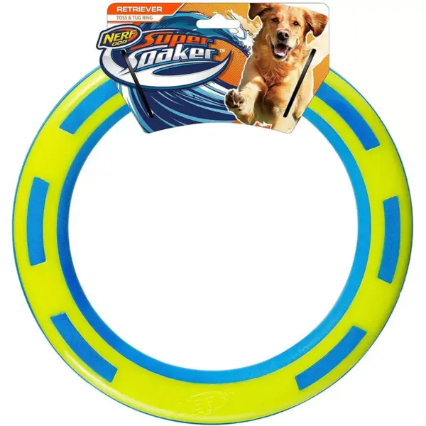 NERF TPR Foam Ring Dog Toy - Blue/Green - 9"