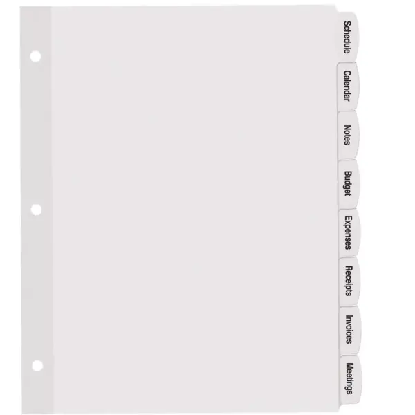 Avery Easy Peel White Label Tab Dividers 8-Tab 6/PK White 14433