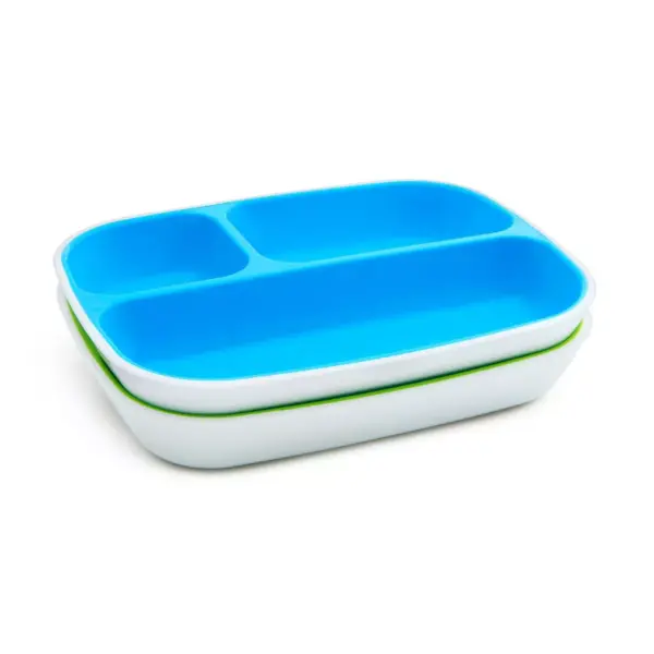 Munchkin Splash Toddler Divided Plates - 2pk - Blue/Green