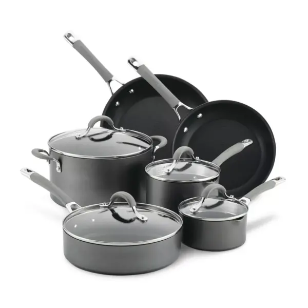 Circulon Elementum 10pc Hard Anodized Nonstick Cookware Set Oyster Gray