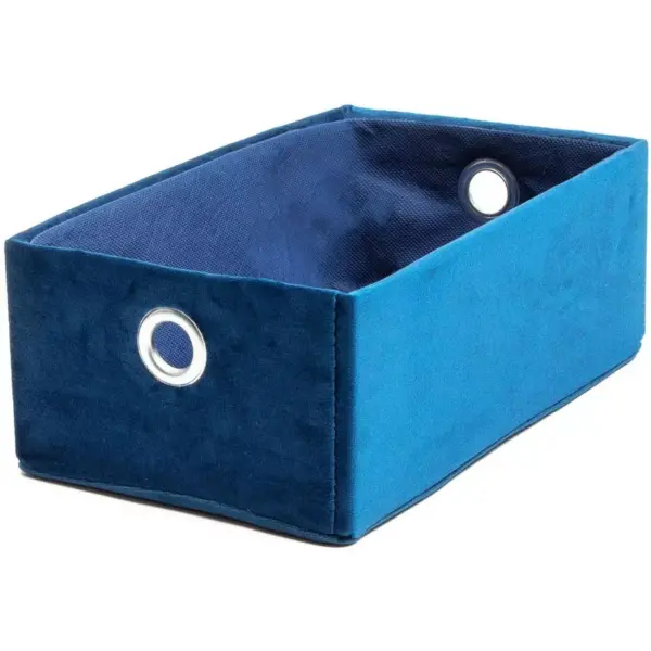 3-Pack Velvet Storage Shelf Basket Bin Box Organizer Rectangle Set, Royal Blue 3 Sizes