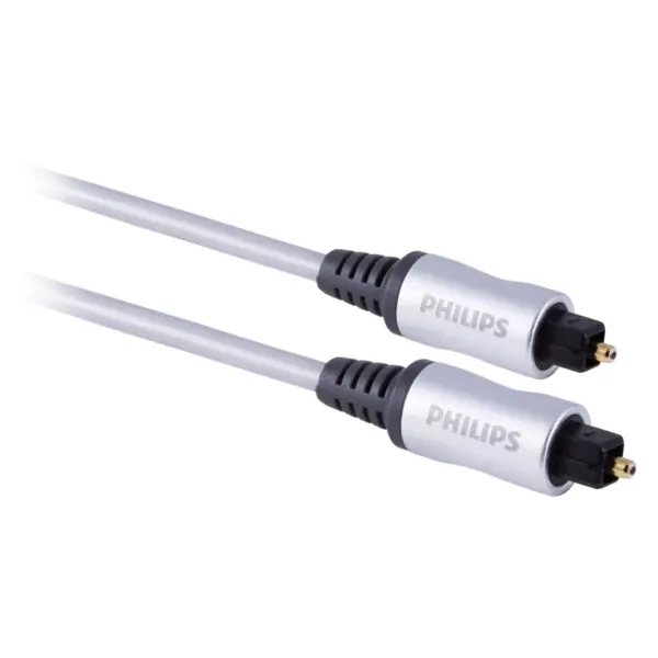 Philips 6' Elite Toslink Digital Fiber Optic Cable with 2 Mini Adapters - Gray