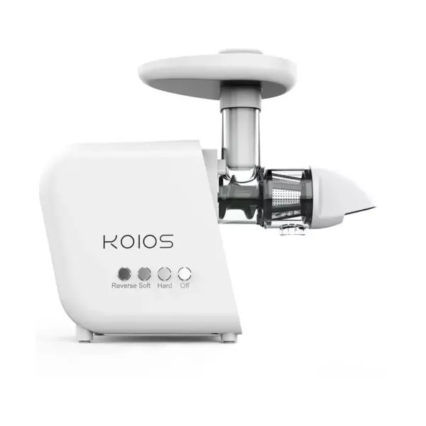 KOIOS B5100 Masticating Vegetable & Fruit Juicer Machine Kitchen Appliance with Slow Squeeze Technology and Reversible Motor, White