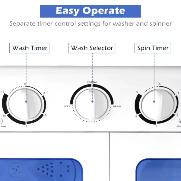 Costway Portable Mini Compact Twin Tub 17.6lb Washing Machine Washer Spin Dryer