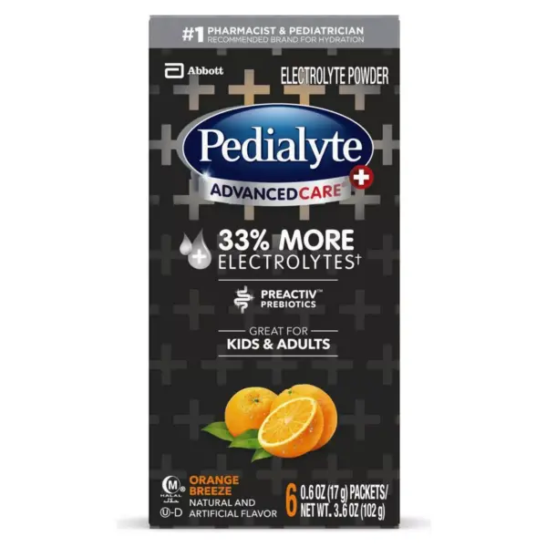 Pedialyte AdvancedCare Plus Electrolyte Powder Orange Breeze -3.6oz Total